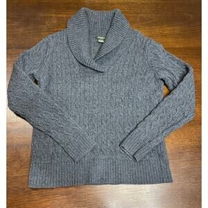 Eddie Bauer Cable Knit Sweater Women Large Fisherman Wool Blend Academia Winter